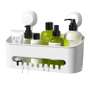 Organizador de baño de plástico extraíble de un solo nivel Estantes Ducha para el hogar Caddy Ventosa con soporte de drenaje No requiere perforación - Product Image 1