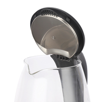 Bouilloire électrique sans fil Mylongs en verre 2,0 L, base rotative à 360°, éclairage LED bleu, contrôle de la température, protection contre l'ébullition à sec