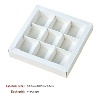 Boîte à chocolat en papier kraft blanc brun, 4, 9, 16, 25 cavités, boîte à biscuits, boîte à pâtisserie, boîte carrée pour bonbons avec couvercle coulissant transparent