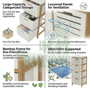 <span class=keywords><strong>Cajonera</strong></span> de Almacenamiento de 4 Cajones con Ventilación <span class=keywords><strong>y</strong></span> Cajones Extraíbles, Mueble Organizador Estrecho Independiente para Baño, Entrada o Dormitorio - Product Image 3