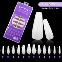 240 pièces/boîte Faux ongles à presser en gel souple mat givré, rose nude, forme ballerine, couvrance totale, pré-polis, réutilisables, pour salon