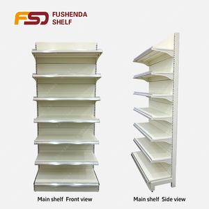 Estante de Góndola para Tienda, Personalizado de Fábrica, con Logotipo y Color, Estantes de Exhibición de <span class=keywords><strong>Metal</strong></span> para Tienda, Estante de Supermercado Blanco - Product Image 2