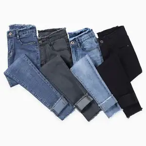 Jeans taille haute bleus de grande taille pour femmes pantalons fins d'automne pantalons en denim pour femmes pantalons pour femmes meilleur standard pas cher