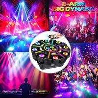 Projecteur de scène à LED dynamique à 8 bras, effet faisceau stroboscopique RGBW, télécommande pour discothèque, fête, mariage, CE FCC RoHS