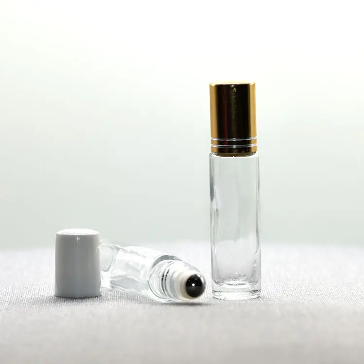 5 мл 10 мл рулон эфирного масла на прозрачной стеклянной бутылке металлический ролик и серебряная крышка