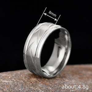 Anello da uomo in tungsteno con motivo geometrico, design minimalista, modello DJ089 - Product Image 5