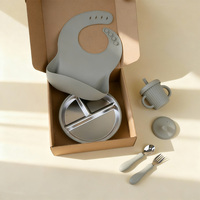 Vaisselle, bol à ventouse, tasse à bec, cuillère, personnalisé, acier inoxydable 304, assiette à ventouse en silicone, ensemble d'alimentation pour bébé
