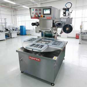 Machine de scellage automatique de barquettes, scelleuse rotative de barquettes avec décharge automatique pour l'emballage d'aliments frais, acier inoxydable 304, usage industriel - Product Image 6