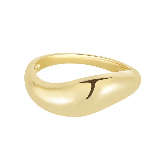 Gemnel Bold Design 925 Silver Jewelry 18k Gold Plated Movement Cloud Chunky Dome Ring