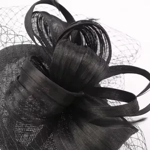 Black Womens Tea Party Veils Fashion Headwear Multi Net Bridal Wedding Hats Fascinators Linen Mesh Headpiece With Veiling