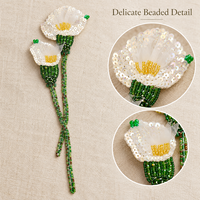 Applique artisanale perlée et pailletée motif Muguet pour robes, tenues de mariée, cheongsams, décoration textile et travaux de couture DIY