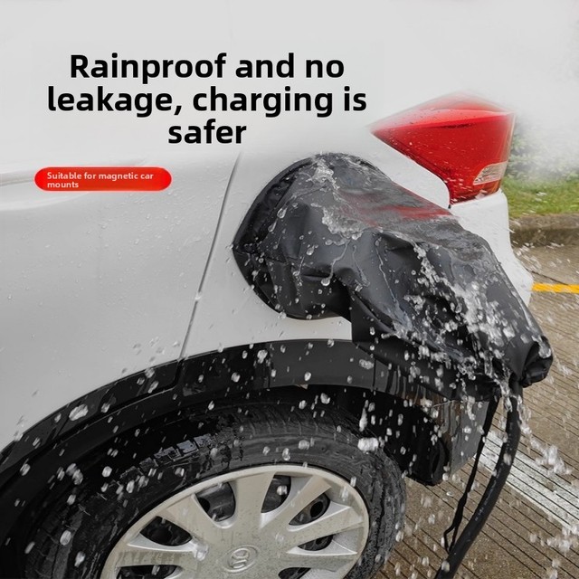 New Energy Vehicle Universal Magnetic Rain Cover Oxford Fabric EV Charging Port Jack Black
