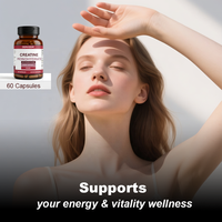 Capsules de créatine monohydrate à marque privée OEM/ODM, vitamines B12 et B6, 60 capsules végétaliennes pour adultes, complément énergétique, 2 capsules par portion