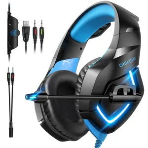 Onikuma K1-B Grosir Cina Mikrofon Stereo Rgb 3.5Mm Headset Gamer Fone De Ouvido Preto Earphone Gaming