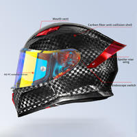 Casque de moto intégral de haute qualité certifié DOT, coque en fibre de carbone, design léger et antichoc, double visière