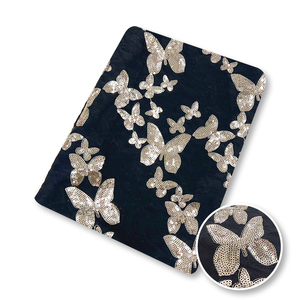 Fabricante de China, precio al por mayor, patrón de mariposa, encaje bordado, lentejuelas tejidas, tela de poliéster 100% para zapatos, textiles para el hogar - Product Image 6