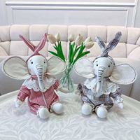 Nouvelle poupée en tissu éléphant géant adorable de style coréen, idéale pour Instagram, rembourrage en coton PP, anniversaire 14 ans, faite à la main en coton-lin