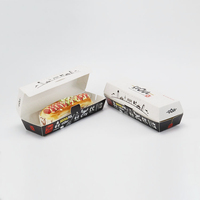 Boîte rectangulaire en papier kraft blanc écologique, résistante à l'huile, non pliable, pour hot-dogs, pâtisseries, plats à emporter, avec logo personnalisé