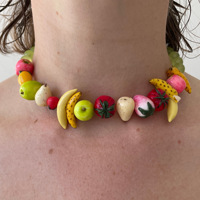Kleurrijke zomerse messinghars fruitkraal ketting Boho appelkraal stapelbare kraalketting voor vrouwen