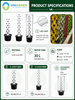 Système hydroponique vertical modulaire à 12 étages en forme de pétale avec éclairage LED à spectre complet pour la culture de légumes à feuilles vertes toute l'année