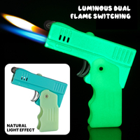 Briquet torche à gaz butane rechargeable personnalisé, coupe-vent, design pliable en métal et ABS, double flamme pour cigares et cigarettes
