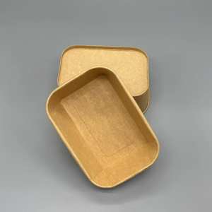 Bol rectangulaire en papier brun, boîte à lunch jetable, emballage pour emporter, fruits légers, vaisselle de pique-nique - Product Image 3