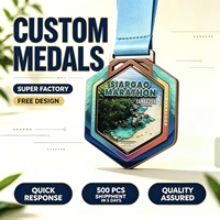 Médaille de course personnalisée en alliage de zinc, plaquée 3D, récompense pour les coureurs de marathon, triathlon, événements 3k et 5k