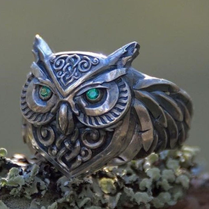 Antique Silver Plated <strong>Owl</strong> Ring Customizable Unisex Punk Style Hot Sale Vintage Finger <strong>Jewelry</strong> Made of Alloy - Product Image 4