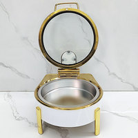 Matériel hôtelier de luxe, réchauds ronds en acier inoxydable 304 or + blanc, réchaud hydraulique, ensemble de réchauds pour buffet, pour la restauration