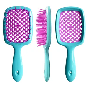 New Trend Plastic Waterproof Wet Hole Mesh Detangling Comb Customize Logo Massage Hollow Hair Brush For Home Salon Travel