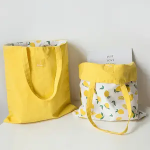 Farbdruck Doppelseitige Einkaufstaschen aus Segeltuch Wieder verwendbare Einkaufstaschen aus Baumwoll leinen
