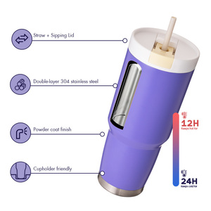 Popular Vaso Térmico Portátil de Acero Inoxidable 304 de Doble Capa de 30oz con Pajita, para Café y Coche, con Diseño de Diamantes - Product Image 4