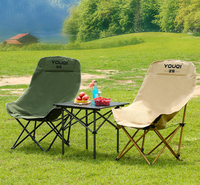 YOUQI Chaise de camping en plein air pliable à dossier haut, chaise de pique-nique portable pliante en métal avec sac de transport pour la plage de voyage en camp