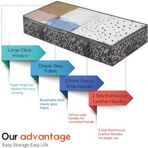 Large Capacity Eco-Friendly Fabric Storage Bag Square Pattern Foldable Bed Clothes Compression Zipper Organizer Modern <b>Packaging</b> - Product Image 5