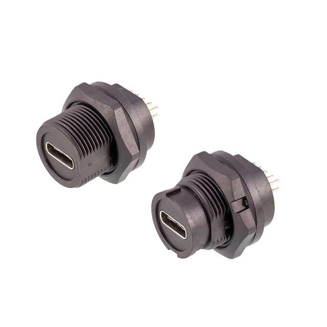 TYPE C Round Plastic Housing Waterproof Connector Female to USB 3.0 Male Outdoor Camera Charging Socket IP67