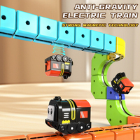 Tren Eléctrico sobre Rieles, Pista de Carreras Flexible 3D, Set de Pista Magnética Eléctrica con Vehículos Antigravedad, Set de Juguetes de Construcción STEM para Niños