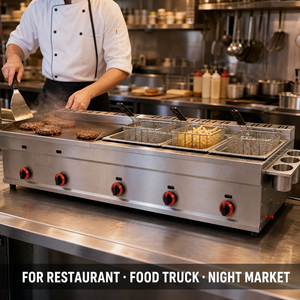 <span class=keywords><strong>Plancha</strong></span> de <span class=keywords><strong>Gas</strong></span> de Calidad Premium Personalizada con Triple Freidora Profunda para Equipos de Restaurantes Comerciales Profesionales - Product Image 4