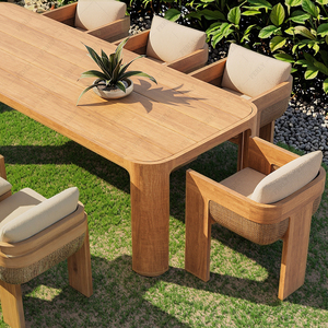 Ferly hình chữ nhật tếch Patio đặt bàn ăn với 6 ghế bành cho nhà hàng ngoài trời Vườn - Product Image 5
