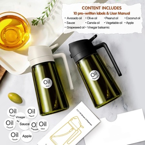 Dispensador de Aceite y Vinagre Multifuncional 2 en 1 de Vidrio de Grado Alimenticio de 470 ml (16 oz) con Pulverizador Anti-Goteo para Cocinar - Product Image 3