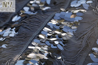 Tissu en maille à sequins couleur personnalisée Nanyee avec bordure à franges brodée, respirant, 100 % polyester, pour mariage et tenues de fête pour filles