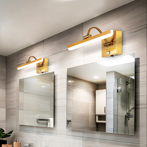 Modern Wall Mounted <b>LED</b> Vanity <b>Light</b> 36.6cm Brass Finish Rectangular Shade White Plastic Bathroom Fixture <b>Plug</b> <b>In</b> 220V - Product Image 6