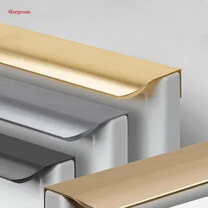 aluminum white black wardrobe drawer cupboard edge pull concealed long profile knobs gold kitchen furniture cabinet door handle