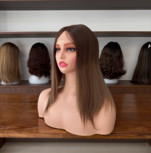 Perruques juives en dentelle de haute qualité en stock, couleur ombrée, cheveux vierges non traités, dentelle suisse, perruque juive en cheveux humains casher - Product Image 1