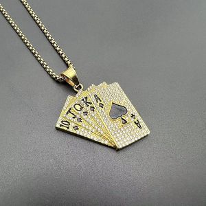 <b>Titanium</b> Steel Playing Card Straight Flush Pendant Necklace With Rhinestones Unisex Party Jewelry - Product Image 3