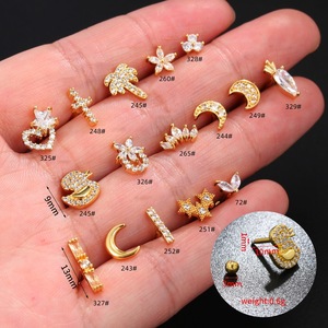 नई भेदी गहने क्रिएटिव कान की बाली सोने जिक्रोन फैशन कान हड्डी शिकंजा चंद्रमा सितारा बतख गाजर छोटे कान की बाली स्टड महिलाओं के लिए - Product Image 2