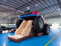 Château gonflable Monster Truck commercial, grand château de saut en forme de voiture avec toboggan pour les fêtes d'enfants et la location d'événements