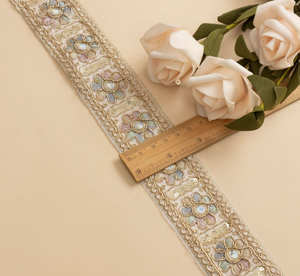 Cổ Điển Dân Tộc Thêu Ren Lưới Với <span class=keywords><strong>Sequins</strong></span> Mới Hoa Khuôn Mẫu Sợi Vàng Cho Quần Áo Sexy Giày Túi Phụ Kiện - Product Image 4