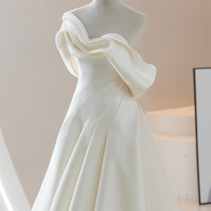 Jancember RL313 Satén clásico A-line Boda nupcial Vestidos de mujer para fiesta - Product Image 5