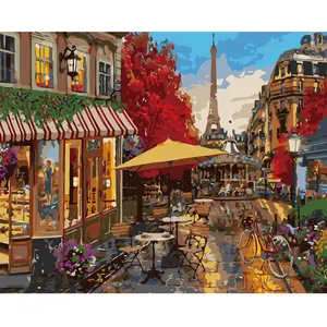 Factory Direct Sale Diy Oil Painting Paris Street Scene Paint By Numbers Exotic Oil Painting On Canvas Home Study Wall Art