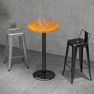 European Modern Industrial Style <strong>High</strong> <strong>Table</strong> <strong>and</strong> <strong>Stool</strong> Set with Solid Wood Iron Frame Backrest for Kitchen Gym Use - Product Image 3